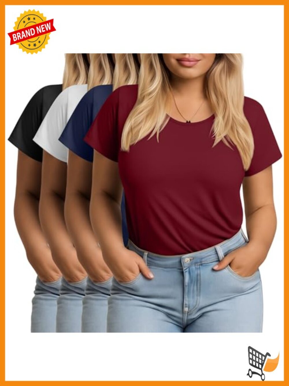 4 Pack Plus Size Short Sleeve T-Shirts Crew Neck Loose Fit Casual Tees
